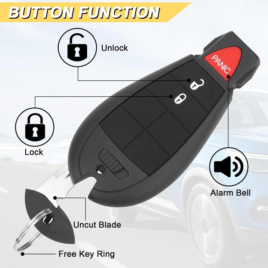 Key Fob Replacement for 2013- Ram 1500 2500 3500 4500 5500/19-21 Ram 1500 Classic Car Keyless Entry Remote Control,GQ4-53T,3 Buttons