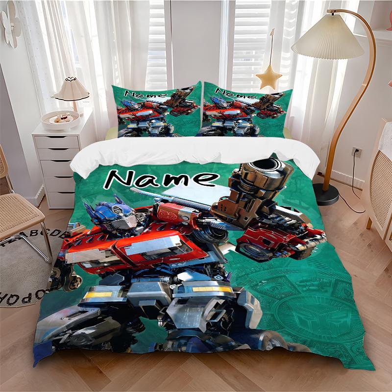 Custom Name Transformative Force Bedding 3 Piece Set HD Print Duvet Cover Pillowcases for Teens Adult Bedroom Decoration