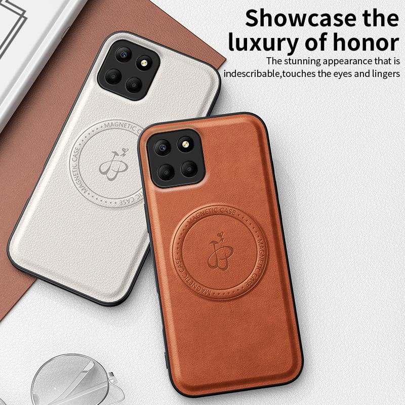 Magnetic Stand Holder Leather Phone Case For Honor X7C X8B X8C X9C X9B X9A 400 200 Magic 7 Pro Lite Wireless Charging Logo Cover