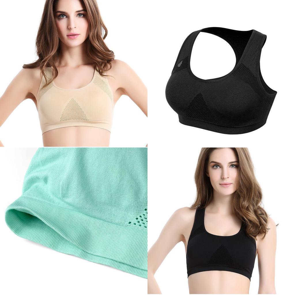Women Breathable Padded Sports Bra With Hollow Out Design And Pure Color