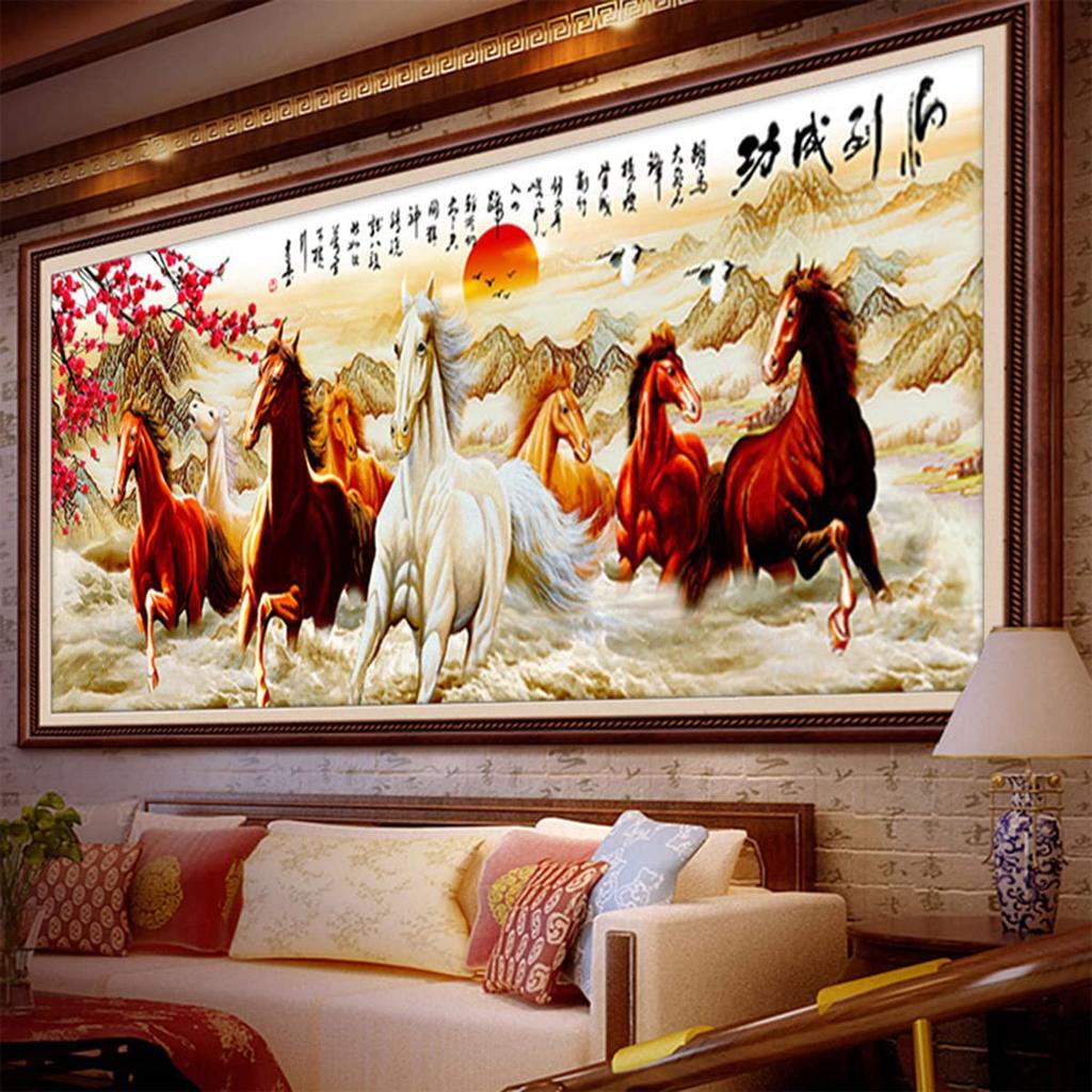 Instarry DIY 5D Diamond Art Painting, Full-Paste Wall Decor, Beaded Mosaic, Handmade Kit, Horse (150x60cm)