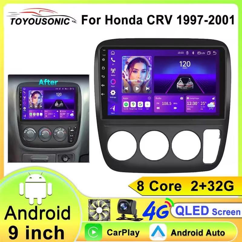 9 Inch Wireless Car Radio Stereo for Honda CRV 1997 1998 1999 2000 2001 Touchscreen 2 Din Android Auto Carplay Car Video Player