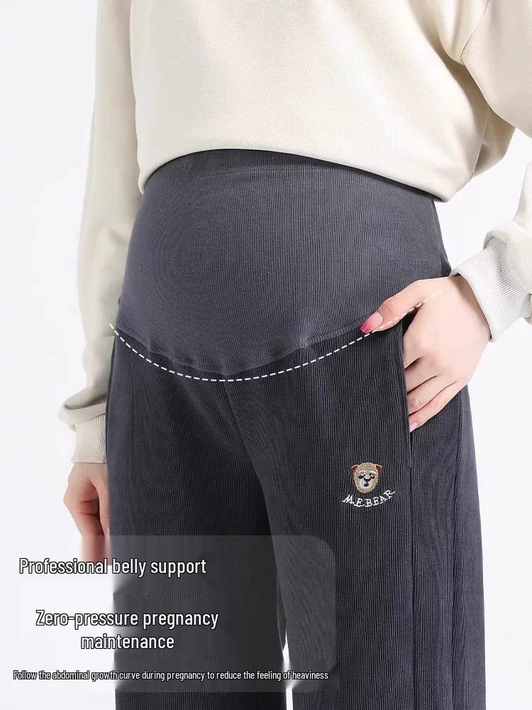 Plus Size Petite Maternity Sweatpants - Loose, Non-constricting, Cuffed Casual Pants for Spring/Summer.