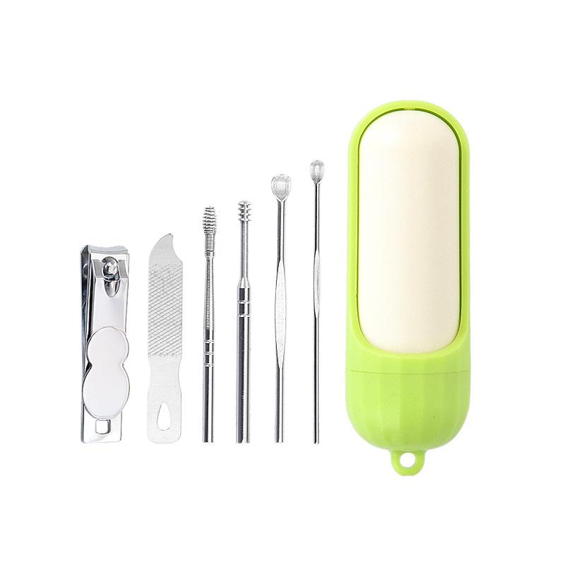 6 Pcs Stainless Steel Nail Cutter Pedicure Scissors Set With Capsule Shaped Storage Box Portable Manicure And Pedicure Tool