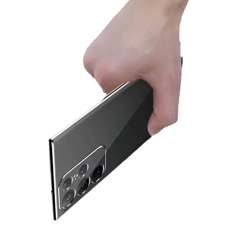 Straight-edge Fine-hole Electroplated GalaxyS23 Full Package Transparent Tpu Soft Case Suitable for Samsung S24Ultra Phone Case