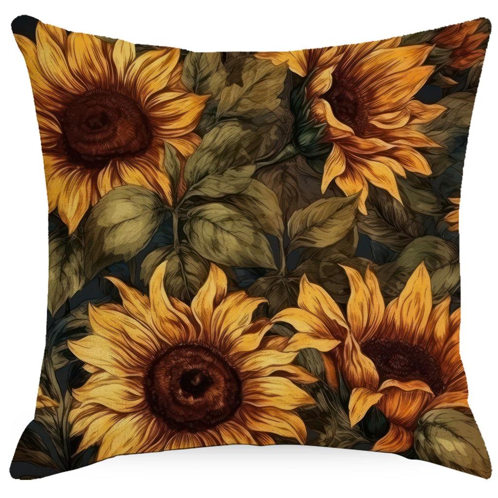 Flowers And Plants Sunflower Linen Pillow New Sofa Pillow Home Printed Pillow Case Premium Durable Quality Useful