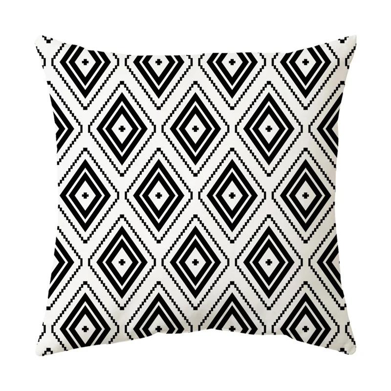 Black and White Geometric Simple High-end Space Pillowcase Patchwork Cushion Cover Striped Letter Pillowcase Home Decoration
