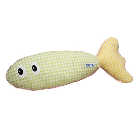 Stuffed Long Fish Pillow Cute Plaid Fish Cuddly Plush Toy Leg Pillow Back Support Headboard Cushion for Side Sleeping Sitting