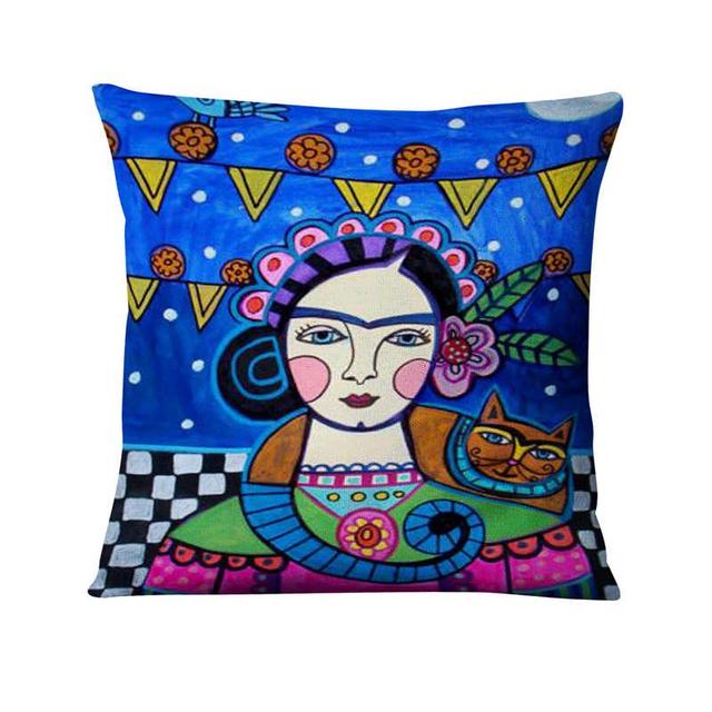Heimkissen Dekoration Mexikanisches Mädchen Malerei Kissen Dekokissen Heimdekoration Almofadas Decorativas Para Sofa Wurfkissen