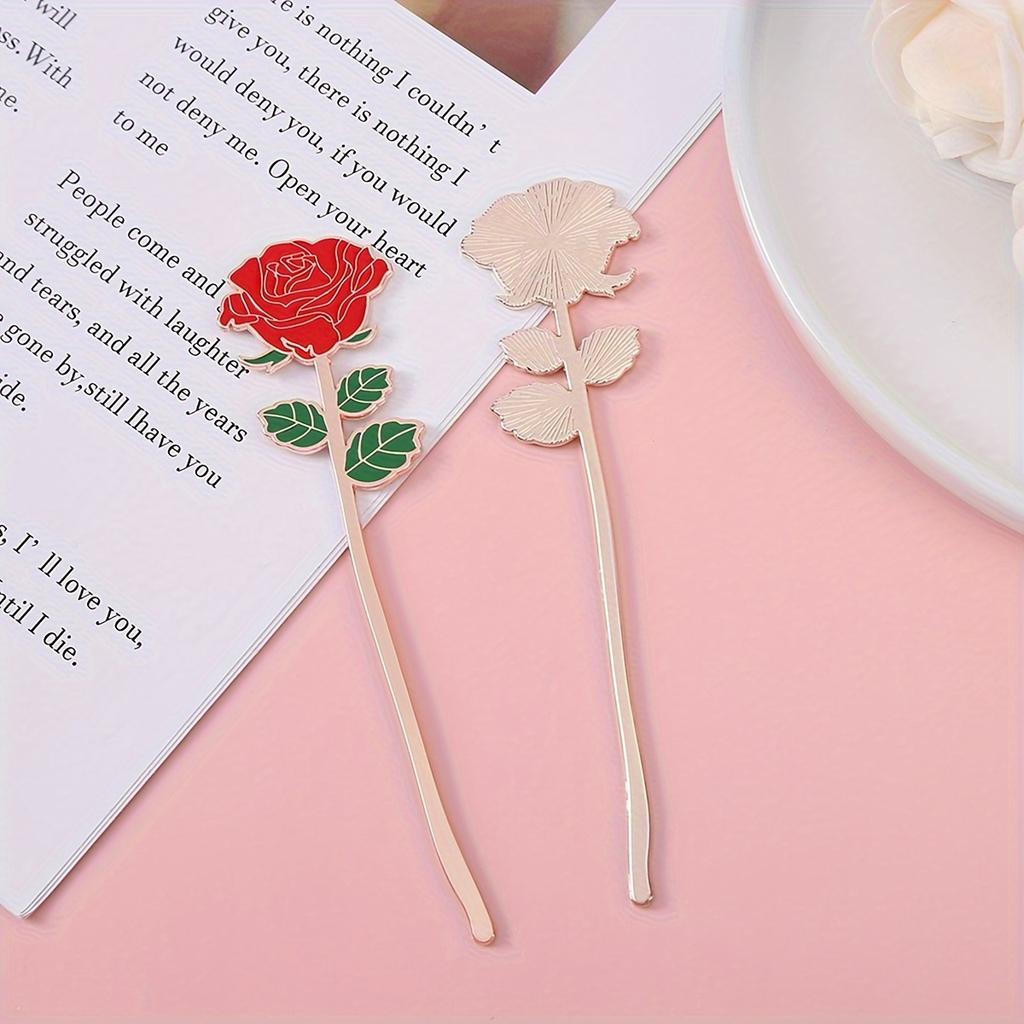 Exquisite Metal Rose Bookmark - Keeps Your BOOK In Style - Thoughtful Gift for Friends, Versatile Home School Office Accessory