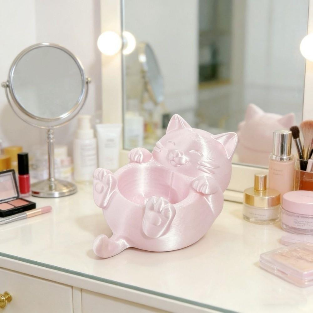 Cute 3D Printed Trinket Holder Plastic Jewelry Storage Box Modern Lucky Cat Storage Box Office