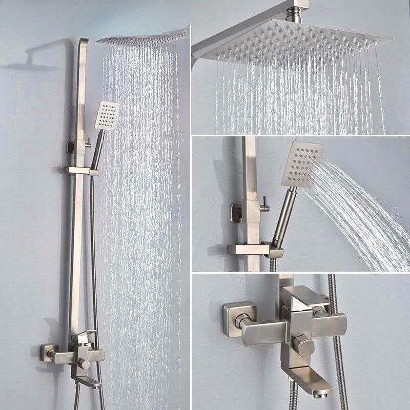 Bathroom Pressurized Top Hot And Cold Shower Spray Set Household Stainless Steel Shower Set Shower Nozzle