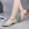 Fashion Coarse heeled women's shoes new season Korean version pointed toe wedding work shoes with shallow mouth and single buckle strap