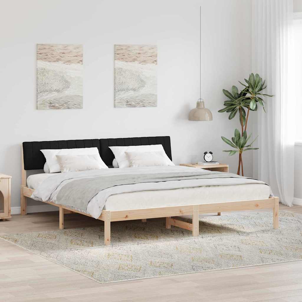 Brown and Black Bed Frame 180 x 200 cm Solid Pine Wood