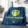1pc Leeds United F.C. Blanket with Custom Name, Gift, for Men and Women, Soft Blanket, Good for Sofa Bed Couch Travel, Lightweight Flannel Blanket