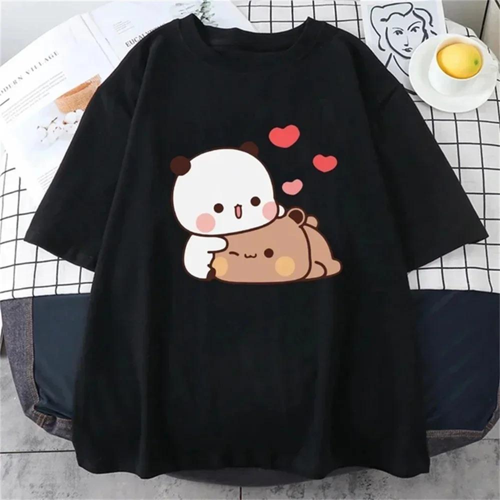 Cute Bear LOVE T Shirt Women Bubu Dudu Couple Tops Tee Summer Short Sleeve Tshirts FeUnisex Korean Casual Girl Tshirt Camisetas