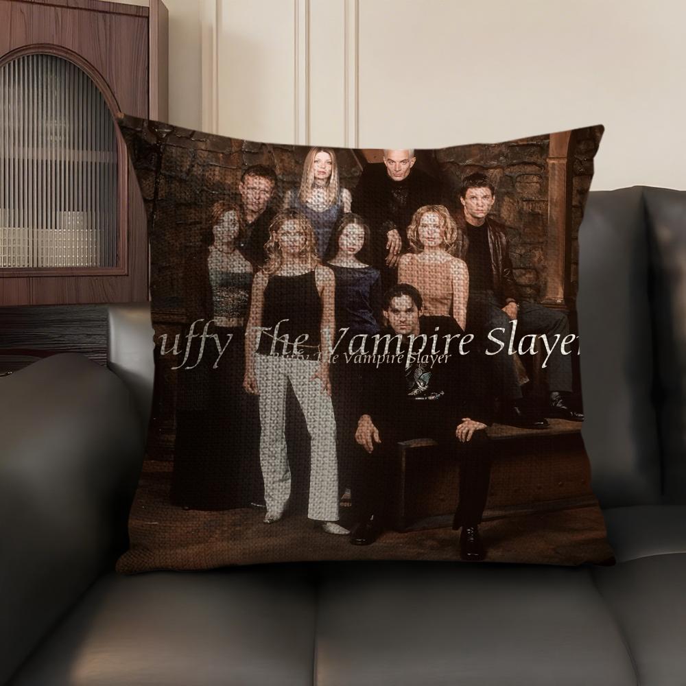 B-Buffy Vampire Slayer Cushion Cover Natural Linen Organic Fabric Double-Sided Printing Sofa Home Decor Gift Pillow Case