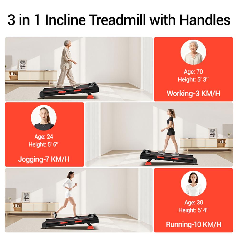 ROBORE X5 Walking Pad with 16% Incline, Triple Shock Absorption, Quiet 2.5HP Brushless Motor, 10km/h Speed