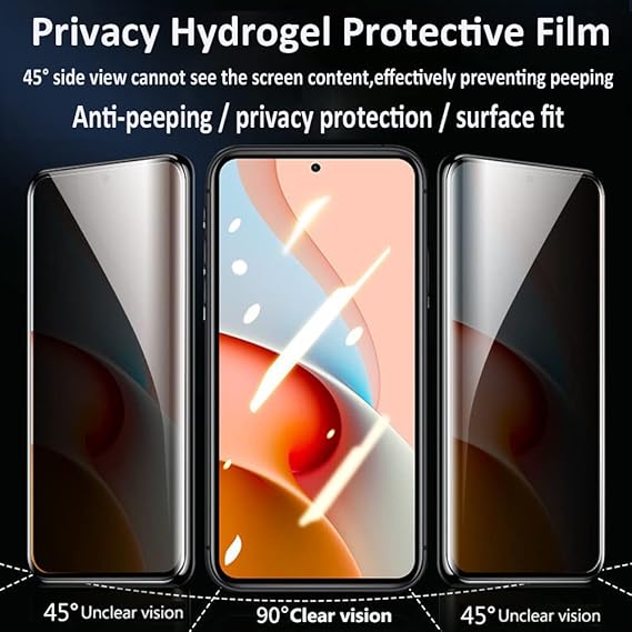 Película de hidrogel de privacidade, 3 peças, para redmi note 14 13 12 11 pro plus 4g 5g, protetor de tela sem desbloqueio de impressão digital