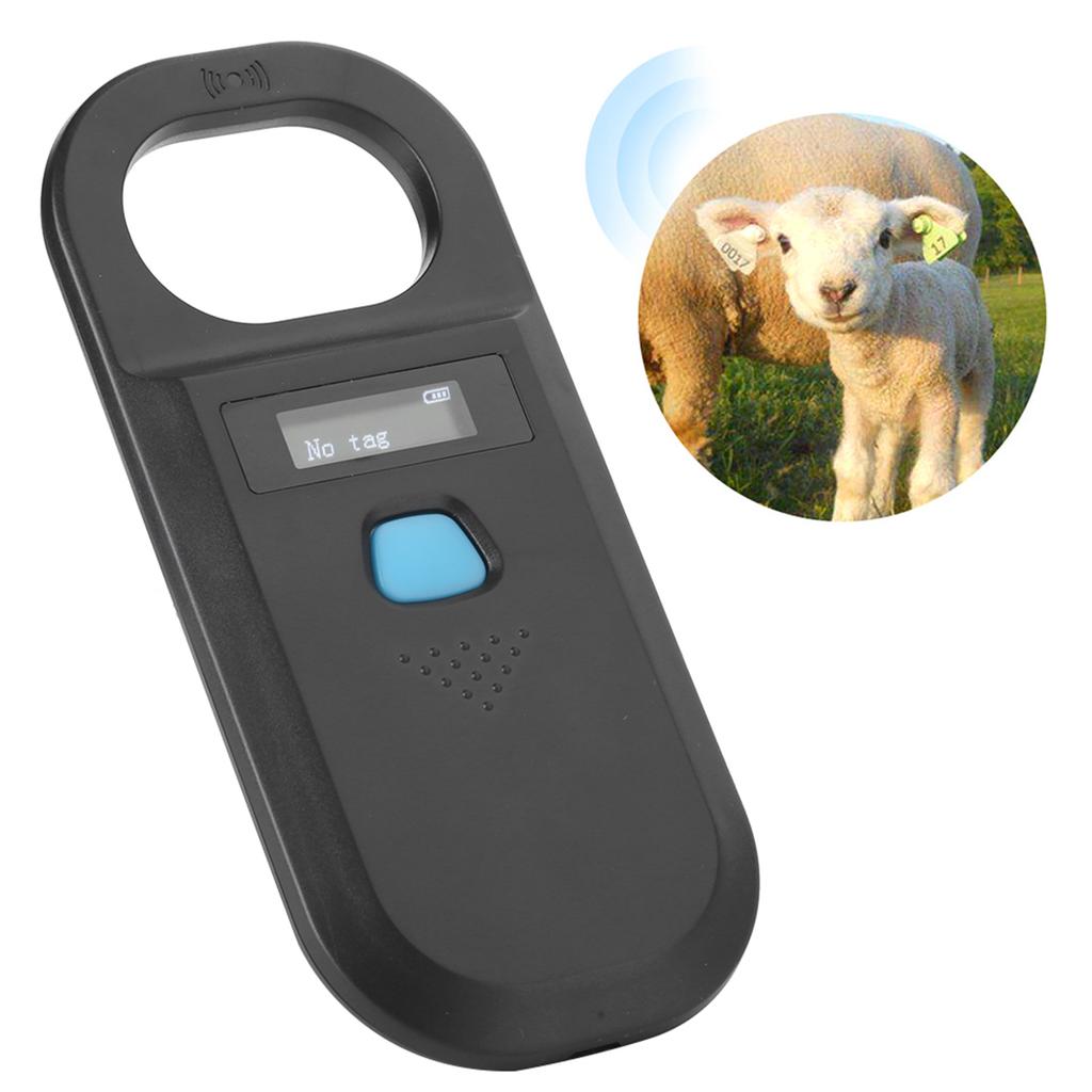 Animal Tag Reader Pet Supplies Portable Chip Scanner OLED Screen Handheld High Brightness(Black )