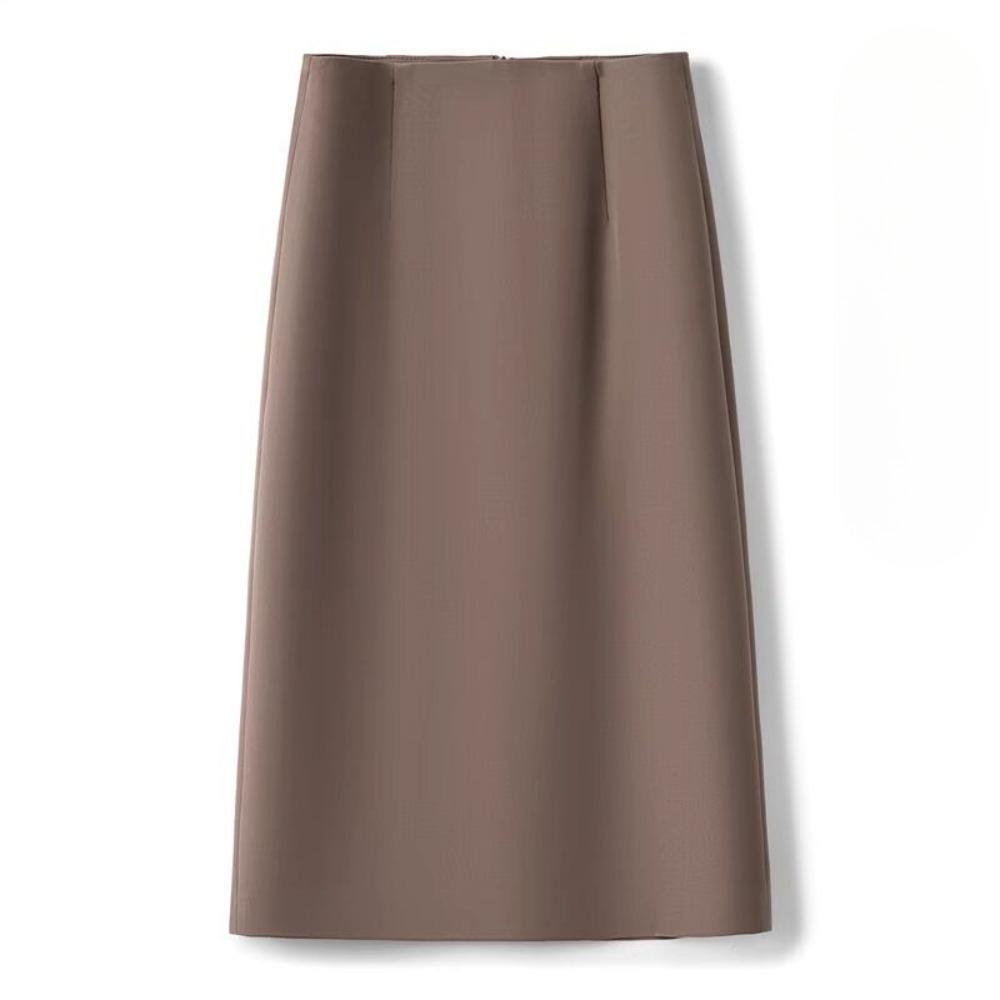 Women's High Waist A-Line Midi Skirt Non-Stretch Commuter Suit Skirt With Back Slit