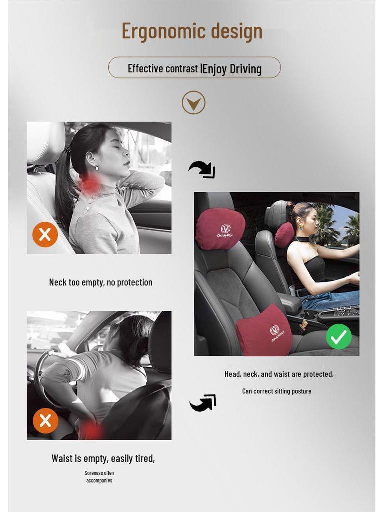 Changan CS55 Plus Premium 2nd Gen Headrest & Lumbar Support: Special Backrest Cushion & Pillow