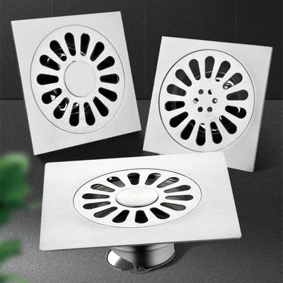 [Stainless Steel Floor Drain] Stainless Steel Square Floor Drain with Odor Control | Multifunctional Shower Hair Catcher, Essential Bathroom Accessory