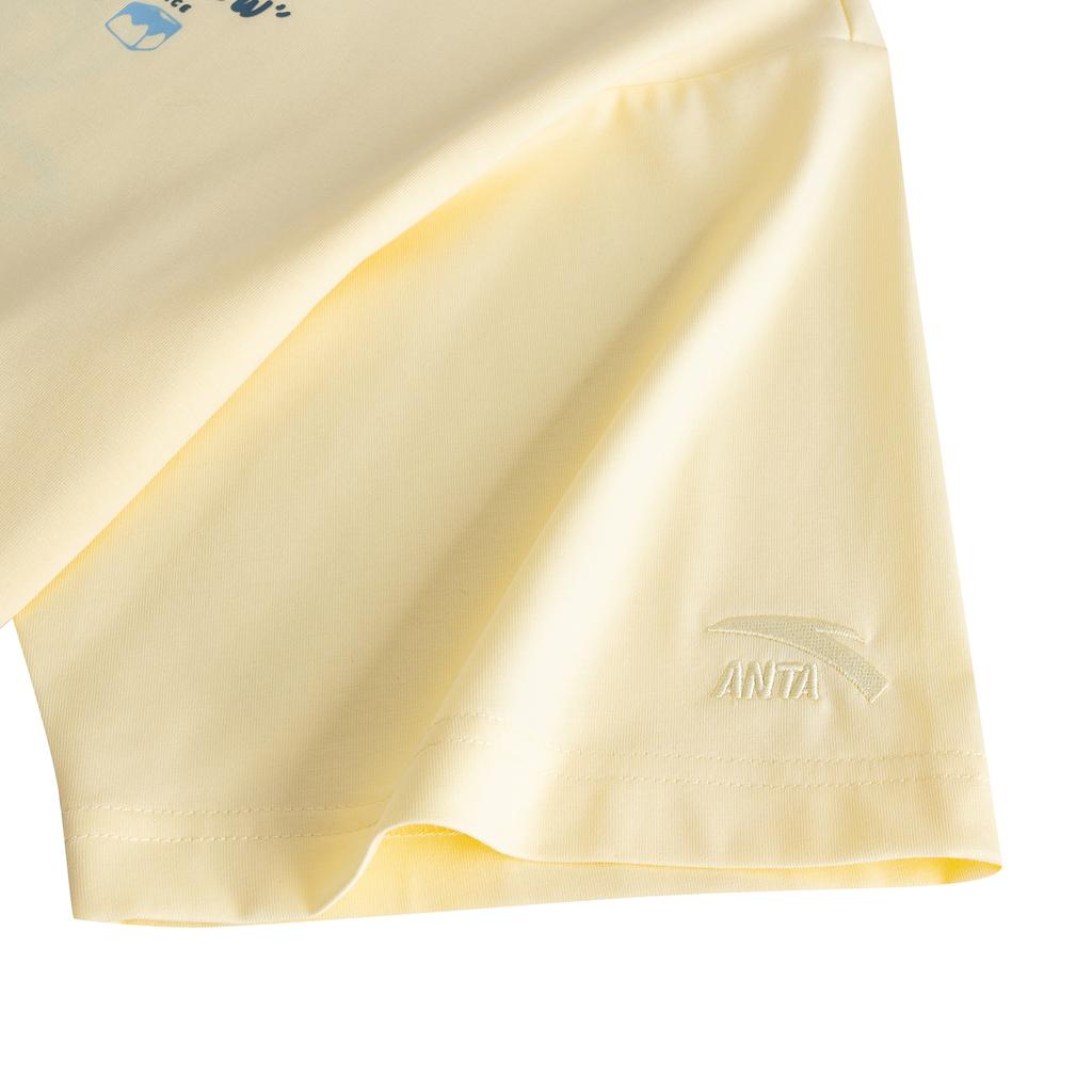 Anta Lifestyle Series Casual Short Sleeve Knitted Shirt Summer T-Shirt Unisex tops Banana-Yellow 972628118-2