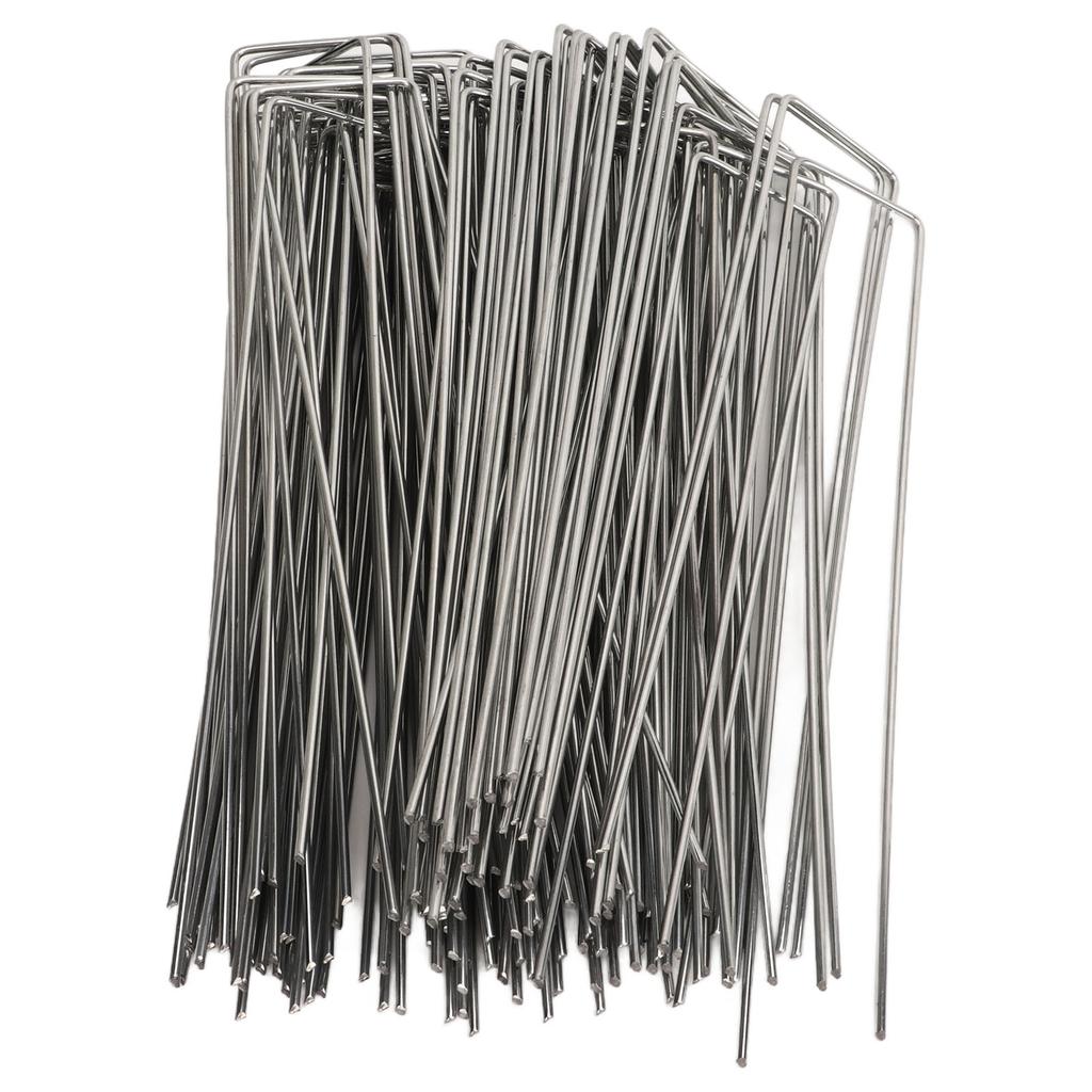 100Pcs U Shaped Garden Stakes Galvanized Steel Landscape Stakes Pins for   Barrier Sod Fabric Decorations