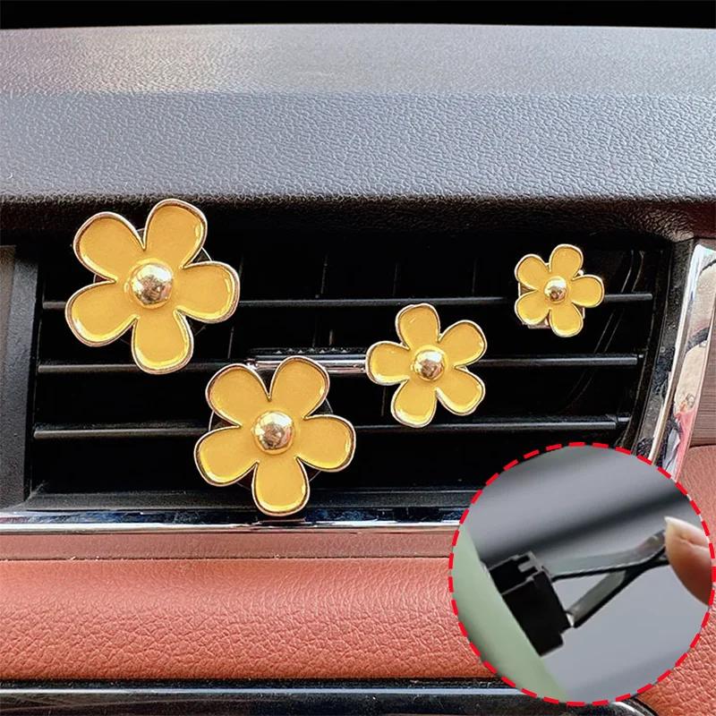 4PCs Flower Car Outlet Vent Perfume Clips Air Freshener Diffuser Conditioning Aromatherapy Perfume Clip Car Interior Decoration
