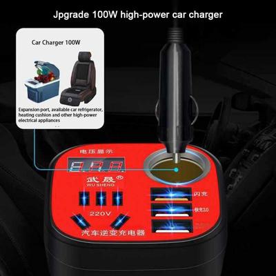New Car Power Inverter 12V/24V TO 220V Converter USB Multi-function Charger Socket QC3.0 Fast Charger Car Power Converter