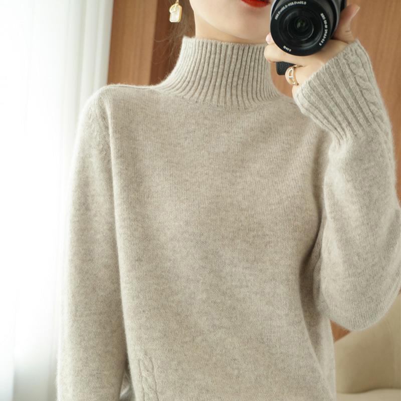 Turtleneck Sweater Women's New Autumn and Winter Thickened Loose and Versatile Soft Waxy Warm and Thin Early Autumn Knitted Bottoming Shirt