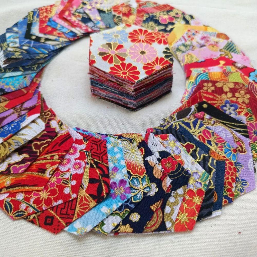50PCS Hexagon Jelly Roll Fabric Cotton Cotton Fabric Bundle Hot Stamping Fabric Handmade Crafts