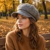 Women's Retro Plaid Wool Beret - Autumn/Winter Versatile Octagonal Hat