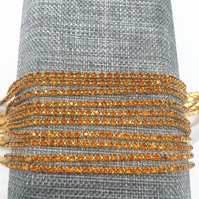 1-Row 1 yard SS6(2mm) Cystal Rhinestone Trim Close Cup Chain Claw DIY Jewelry Making