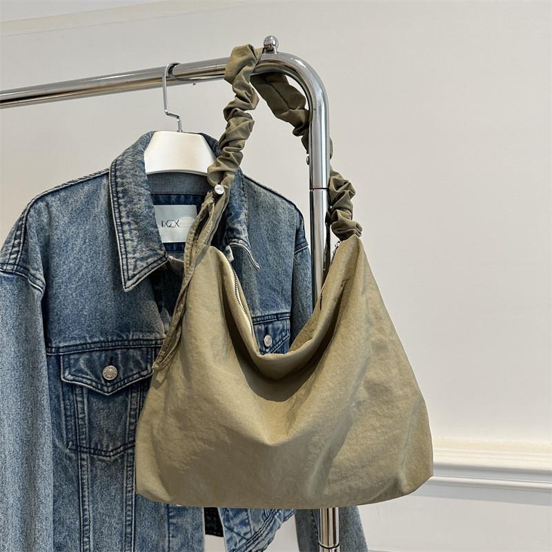 Trendy Stylish Casual Pleated Crossbody Shoulder Tote Bag With Large Capacity For Autumn