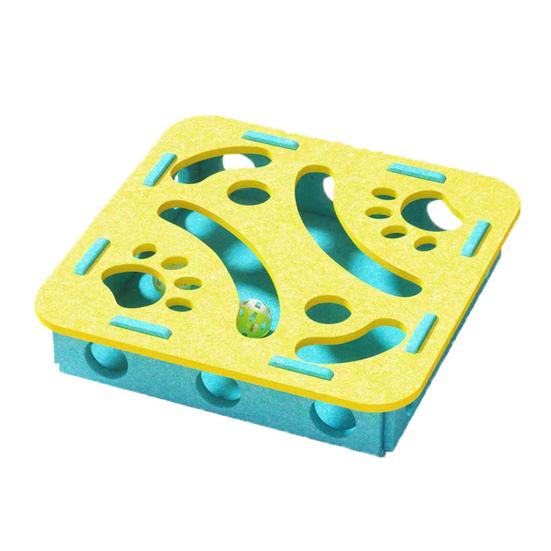 Cat Scratch Puzzle Toy Kittens Puzzle Enrichment Box Cats Self-Play Felt Maze with 2