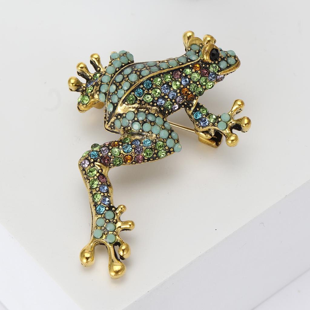 Retro Simple Alloy Rhinestone Long Leg Frog Brooch Temperament Personality Men'S And Women'S Clothing Corsage Jewelry Animal Pin