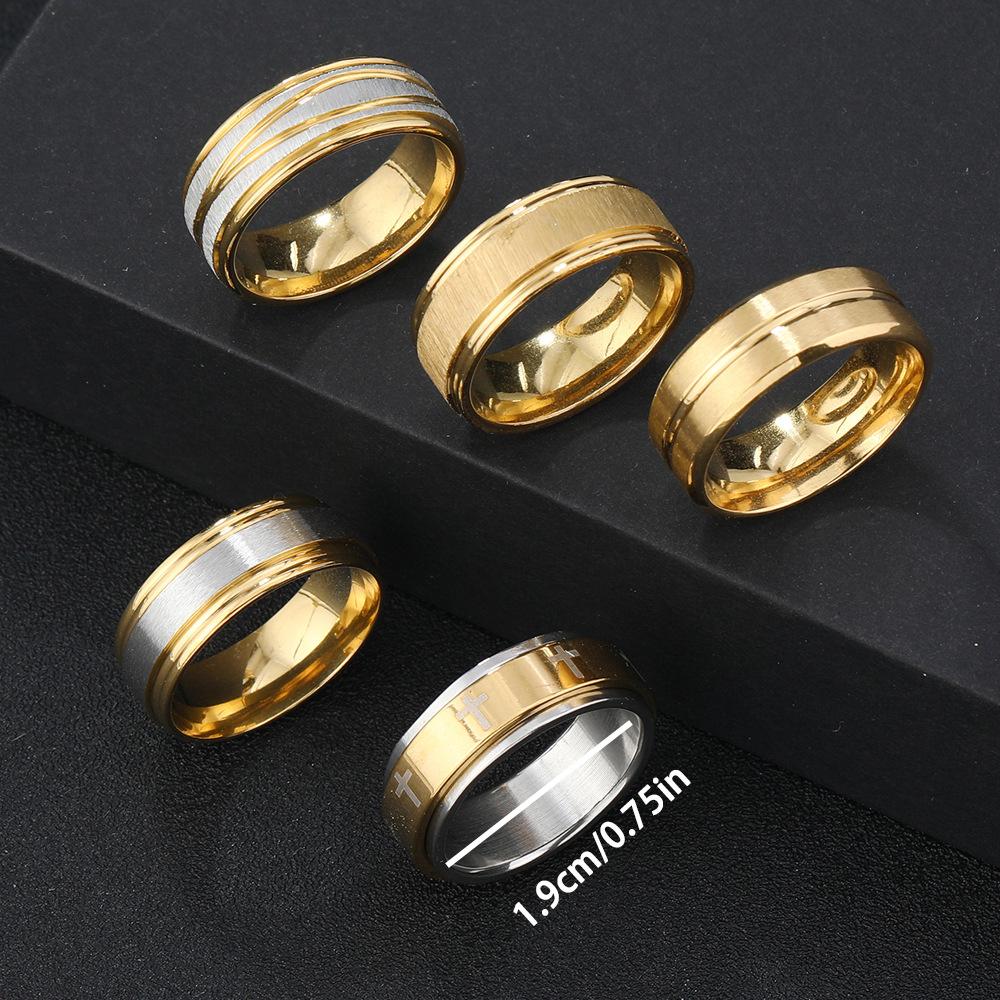 Specially designed for stainless steel rings8MM Matte Gold Ring Hip Hop Trend Plated18k Gold Ring Jewelry Set