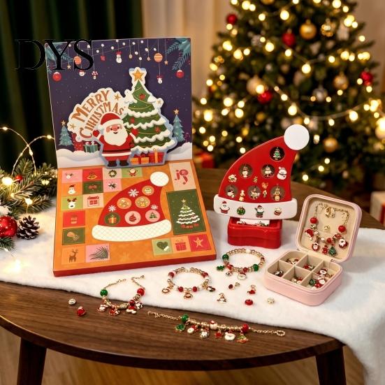 DIY Advent Calendar Bracelet Christmas Countdown 2026 for Girls, Making Kit with Jewelry Supplies Teens 24 Days of Charms And Beads Holiday