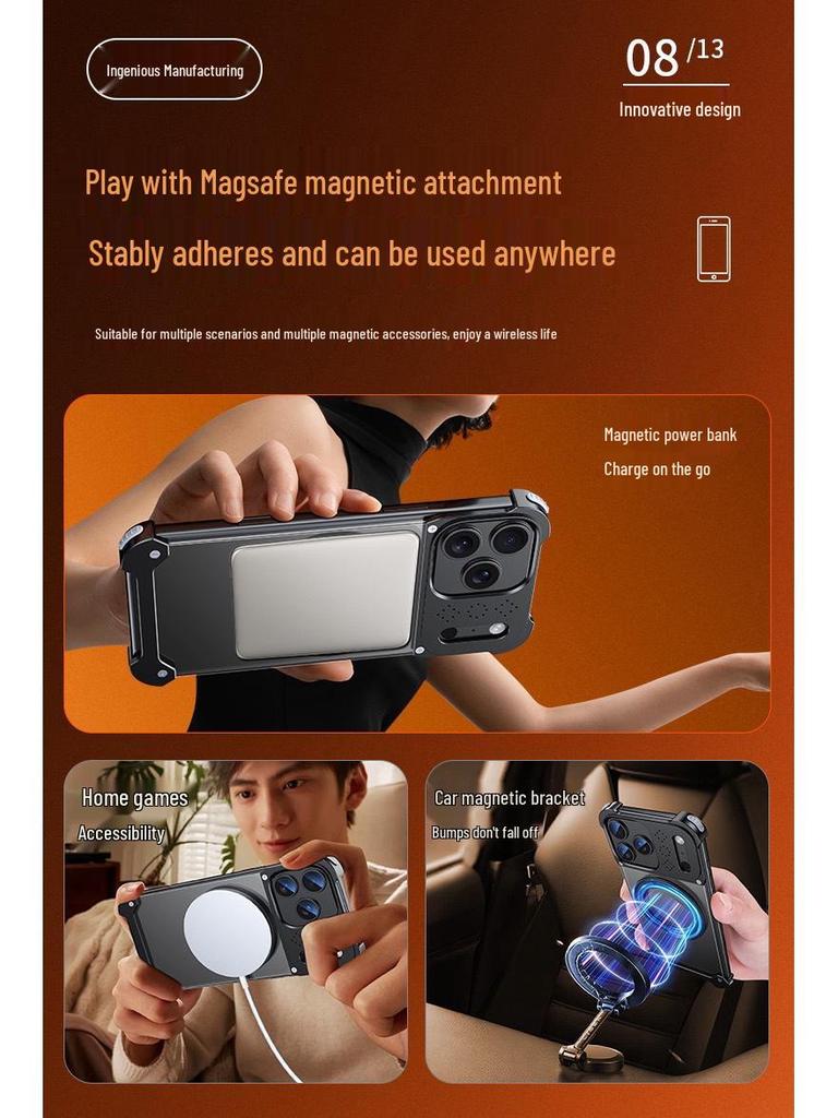 Apple 17 Pro Max Metal Aroma Magnetic Phone Case with 360° Rotating Bracket for iPhone 16