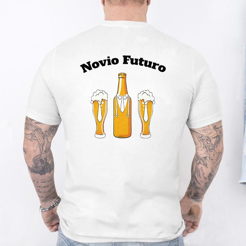 Retro Style Spanish Mens Team Groom Matching Tees Fashion Beer Graphic TShirts Male Wedding Bachelor Party Group Matching Tops