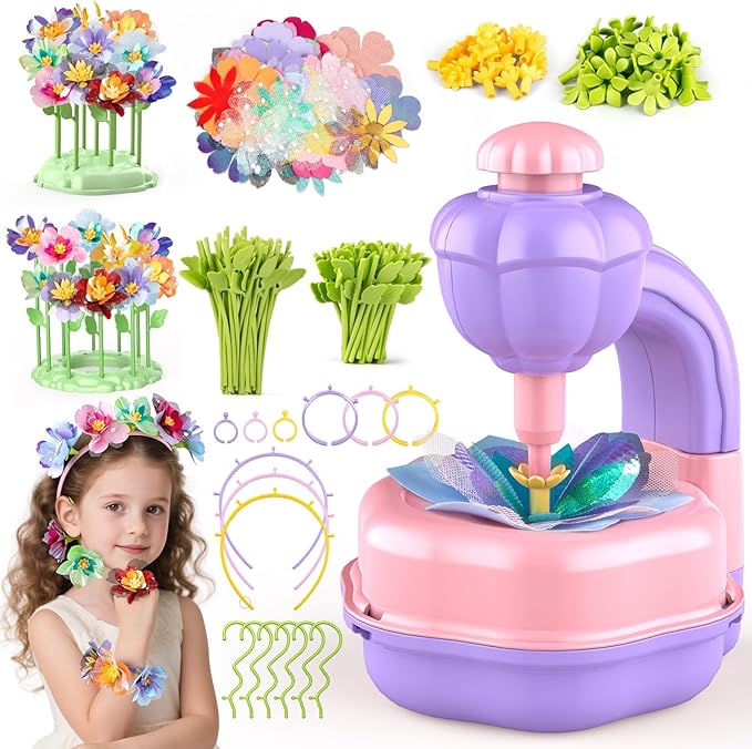 Girls Toys Fabric Flower Bouquets DIY Craft Kits Educational Handmade Flowers Kids Toys For Halloween Christmas Gifts