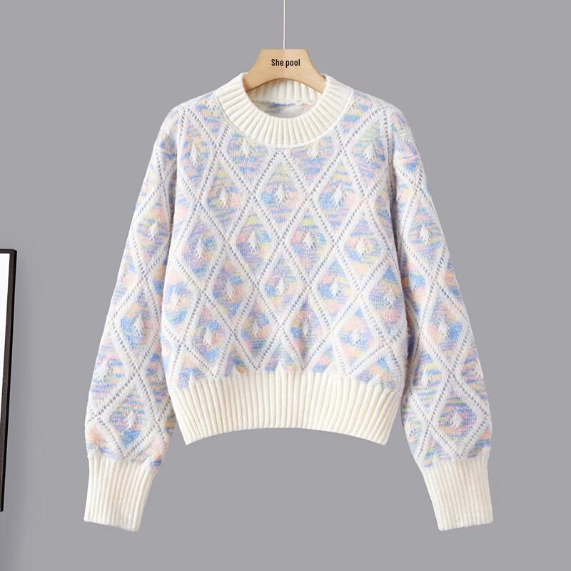 Dam Höst 2025 Lös Rundhals Långärmad Färgblockströja