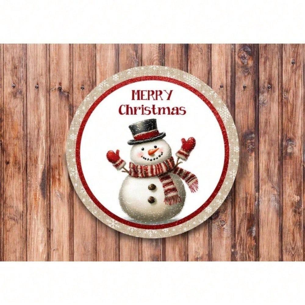Vintage Snowman Wreath Metal Sign, Christmas Wall Decor for Home, Indoor Outdoor Hanging Art