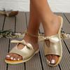 2025 Summer Women's Fashion Bow Decor Open Toe Sandals Casual Anti Slip Beach Slippers Female Shoes