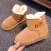 Children's Cowhide Fleece-Lined Snow Boots - Warm, Non-Slip for Boys & Girls