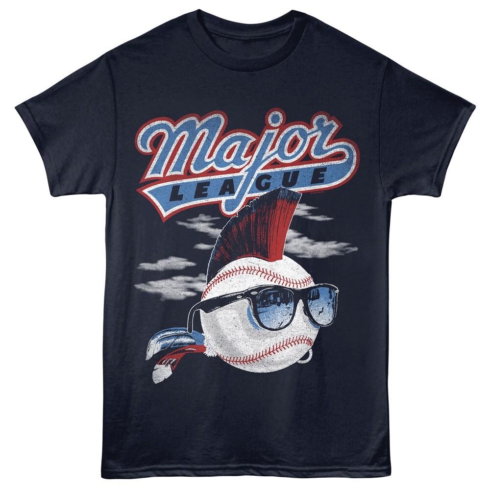 Major League Movie Adult T-Shirt OFFICIAL BALL LOGO Navy Cotton Merch Unisex T-Shirt XL