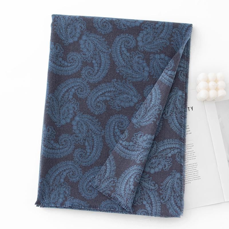 Autumn and Winter Thickened Korean Style Imitation Cashmere High End Mid Length Scarf Printed Scarf for Women