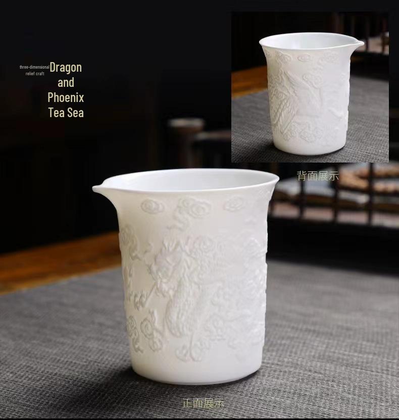 Portable Dehua Jade Ceramic Tea Set – Multifunctional Kung Fu Set for Travel, Office, and Home.